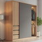 Bedroom Sliding Door Storage Cabinet Light Wood Finish Modern Cabinet with Drawers Clearhalo 'Armoires & Wardrobes' 'armoires_wardrobes' 'Bedroom Furniture' 'furn' 'furn_armoires_wardrobes' 'Furniture' 7017302