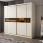 Manufactured Wood White Wardrobe Modern Cabinet with Sliding Doors