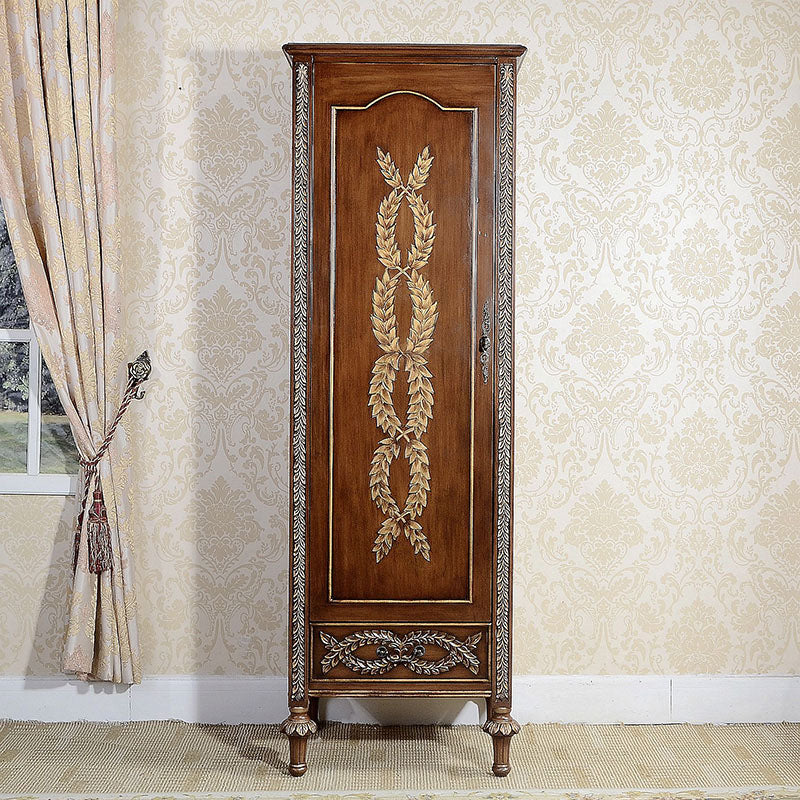 Solid Wood Wardrobe Cabinet Clothes Rail Wardrobe Armoire for Home 24"L x 20"W x 71"H Brown Clearhalo 'Armoires & Wardrobes' 'armoires_wardrobes' 'Bedroom Furniture' 'furn' 'furn_armoires_wardrobes' 'Furniture' 7017473