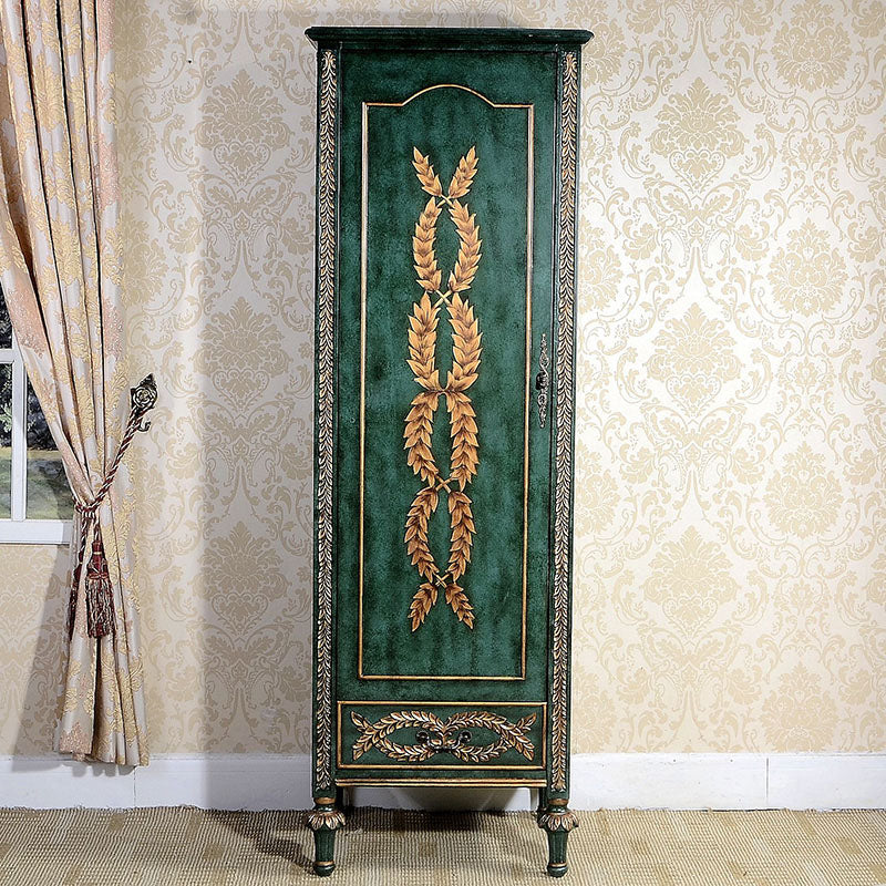 Solid Wood Wardrobe Cabinet Clothes Rail Wardrobe Armoire for Home 24"L x 20"W x 71"H Green Clearhalo 'Armoires & Wardrobes' 'armoires_wardrobes' 'Bedroom Furniture' 'furn' 'furn_armoires_wardrobes' 'Furniture' 7017475
