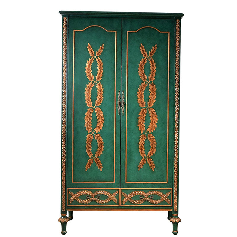 Solid Wood Wardrobe Cabinet Clothes Rail Wardrobe Armoire for Home 39"L x 24"W x 71"H Green Clearhalo 'Armoires & Wardrobes' 'armoires_wardrobes' 'Bedroom Furniture' 'furn' 'furn_armoires_wardrobes' 'Furniture' 7017477