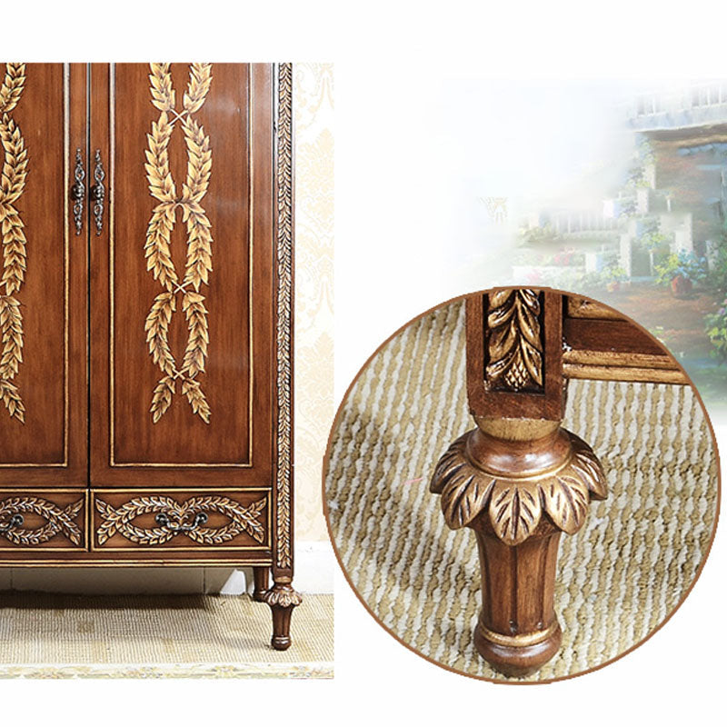 Solid Wood Wardrobe Cabinet Clothes Rail Wardrobe Armoire for Home Clearhalo 'Armoires & Wardrobes' 'armoires_wardrobes' 'Bedroom Furniture' 'furn' 'furn_armoires_wardrobes' 'Furniture' 7017481