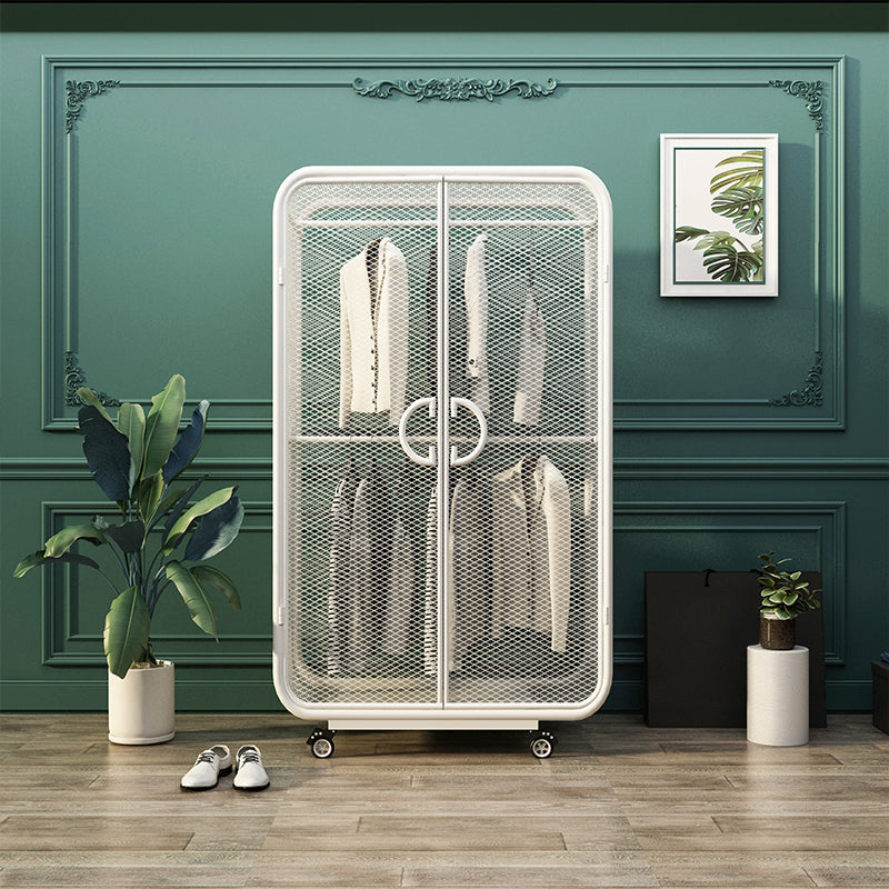 Contemporary Wardrobe Cabinet Metal Wardrobe Closet for Bedroom White Clearhalo 'Armoires & Wardrobes' 'armoires_wardrobes' 'Bedroom Furniture' 'furn' 'furn_armoires_wardrobes' 'Furniture' 7017543