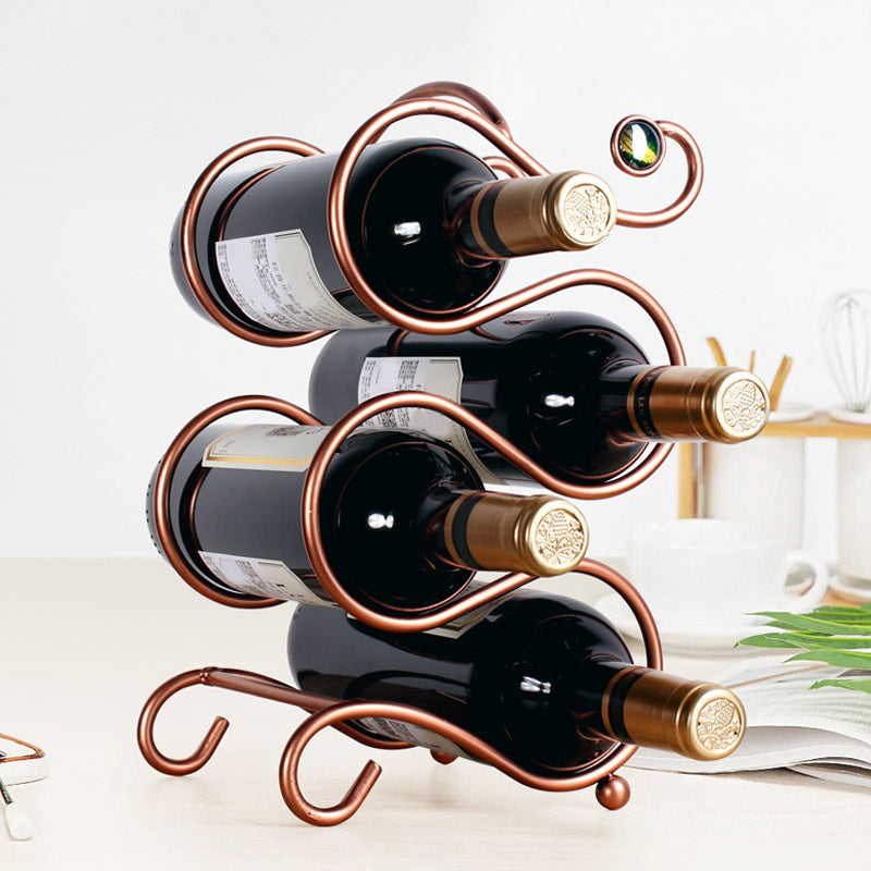 Glam Style Tabletop Wine Rack Metal Wine Bottle Rack for Kitchen