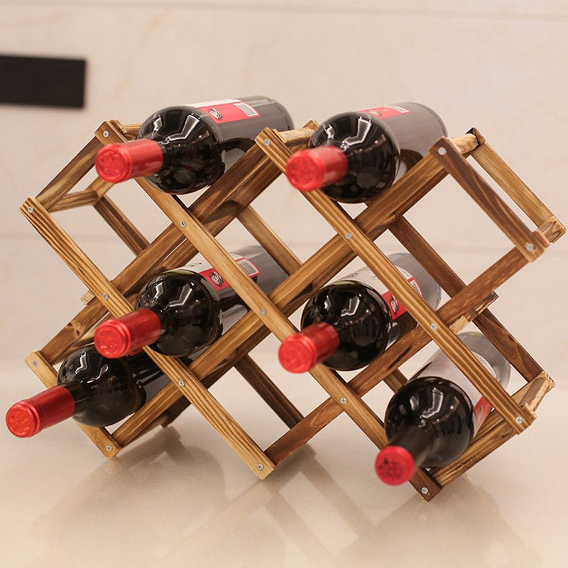 Countertop Wine Rack Solid Wood Stackable Wine Bottle Rack for Living Room