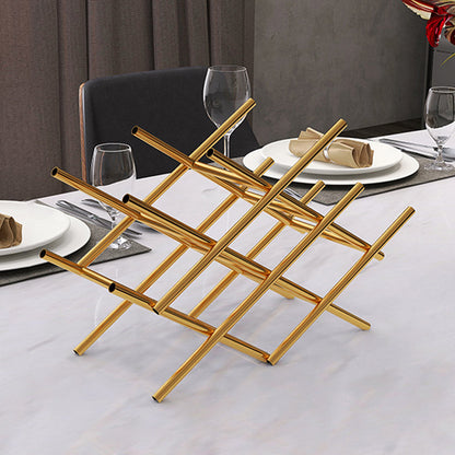 Modern Simple Tabletop Wine Rack Golden Geometry Wine Bottle Rack for Kitchen