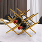 Modern Simple Tabletop Wine Rack Golden Geometry Wine Bottle Rack for Kitchen