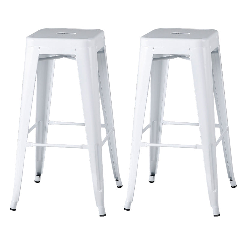 Sgabelli da pranzo quadrati moderni in metallo sgabelli senza braccia con poggiapiedi