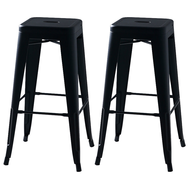 Sgabelli da pranzo quadrati moderni in metallo sgabelli senza braccia con poggiapiedi