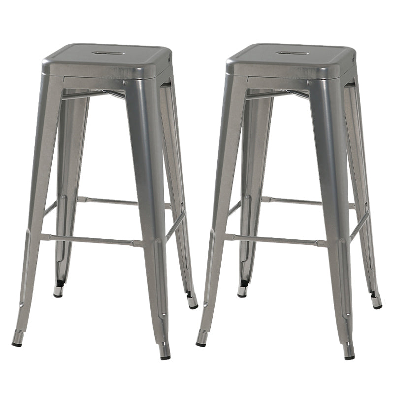 Sgabelli da pranzo quadrati moderni in metallo sgabelli senza braccia con poggiapiedi