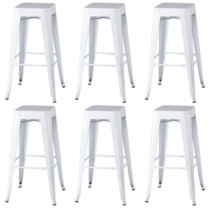 Sgabelli da pranzo quadrati moderni in metallo sgabelli senza braccia con poggiapiedi