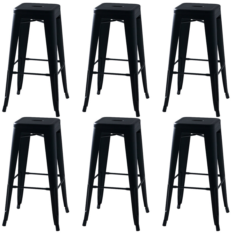 Sgabelli da pranzo quadrati moderni in metallo sgabelli senza braccia con poggiapiedi