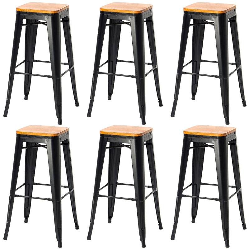 Sgabelli da pranzo quadrati moderni in metallo sgabelli senza braccia con poggiapiedi