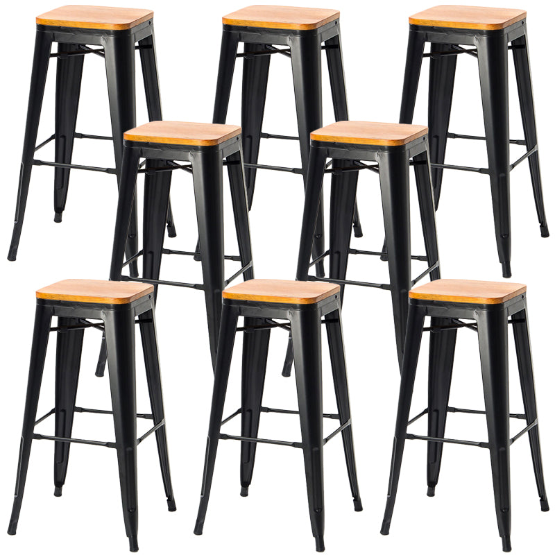 Sgabelli da pranzo quadrati moderni in metallo sgabelli senza braccia con poggiapiedi