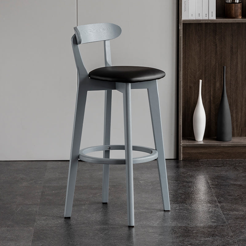 Gray Wood Bar Stools Industrial Style Armless Stool with Low Back
