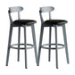 Gray Wood Bar Stools Industrial Style Armless Stool with Low Back