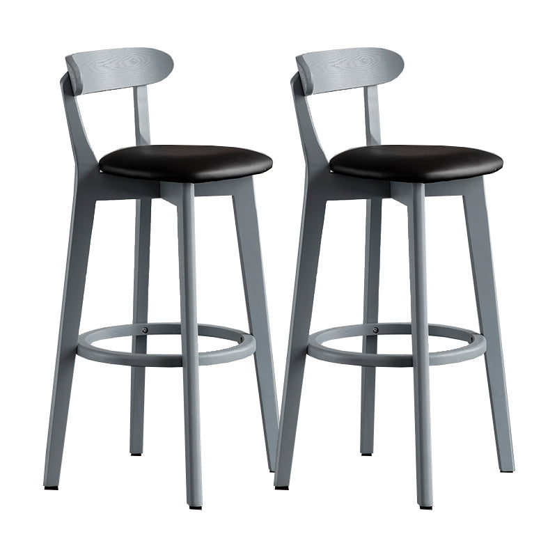 Gray Wood Bar Stools Industrial Style Armless Stool with Low Back