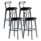 Gray Wood Bar Stools Industrial Style Armless Stool with Low Back