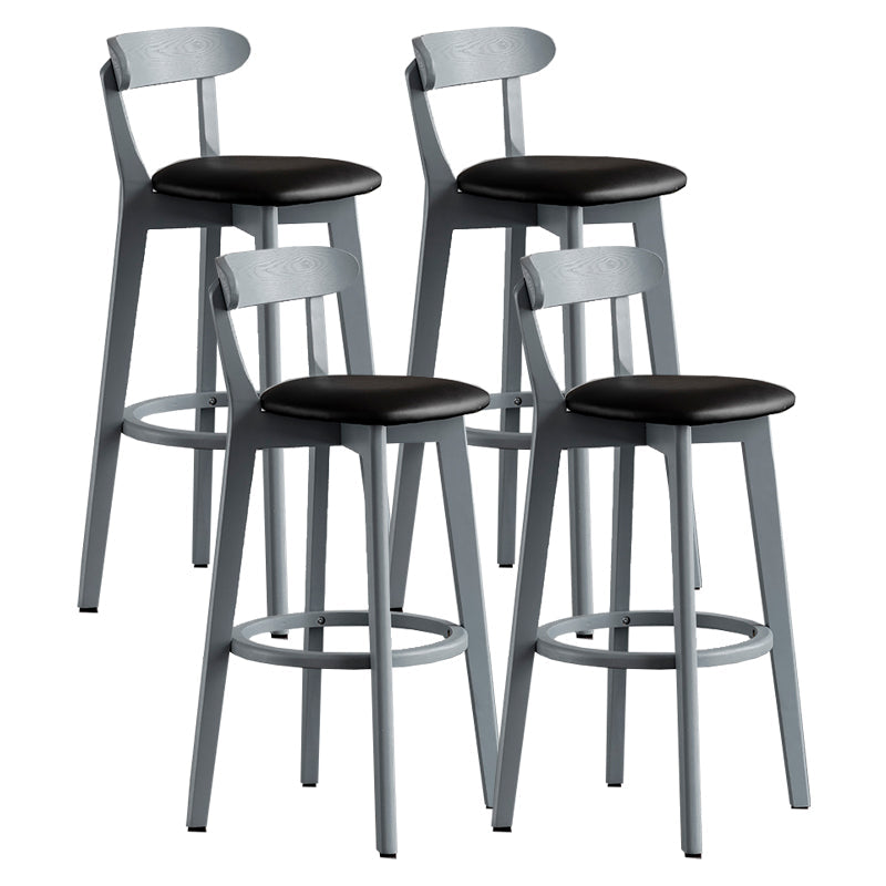 Gray Wood Bar Stools Industrial Style Armless Stool with Low Back
