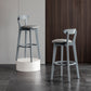 Gray Wood Bar Stools Industrial Style Armless Stool with Low Back