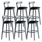 Gray Wood Bar Stools Industrial Style Armless Stool with Low Back