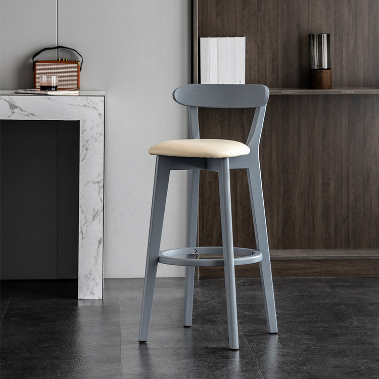 Gray Wood Bar Stools Industrial Style Armless Stool with Low Back