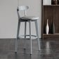 Gray Wood Bar Stools Industrial Style Armless Stool with Low Back