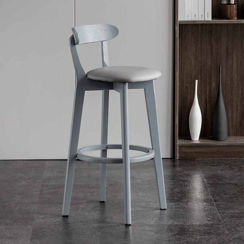 Gray Wood Bar Stools Industrial Style Armless Stool with Low Back