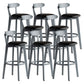 Gray Wood Bar Stools Industrial Style Armless Stool with Low Back