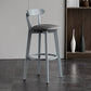 Gray Wood Bar Stools Industrial Style Armless Stool with Low Back
