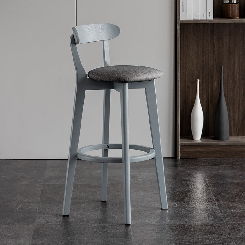 Gray Wood Bar Stools Industrial Style Armless Stool with Low Back