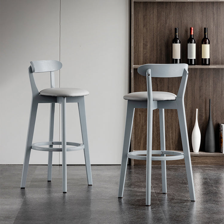 Gray Wood Bar Stools Industrial Style Armless Stool with Low Back