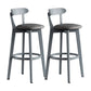 Gray Wood Bar Stools Industrial Style Armless Stool with Low Back