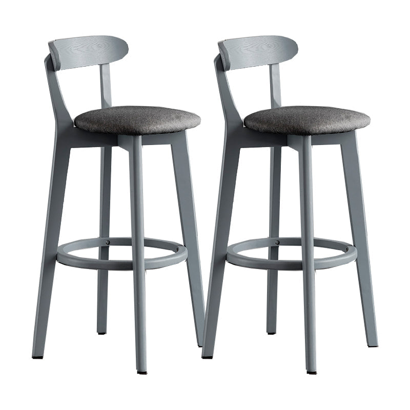 Gray Wood Bar Stools Industrial Style Armless Stool with Low Back