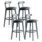 Gray Wood Bar Stools Industrial Style Armless Stool with Low Back