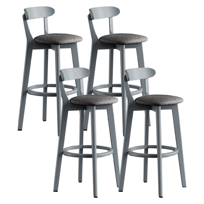 Gray Wood Bar Stools Industrial Style Armless Stool with Low Back