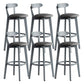 Gray Wood Bar Stools Industrial Style Armless Stool with Low Back