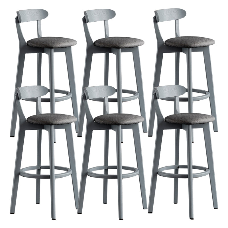 Gray Wood Bar Stools Industrial Style Armless Stool with Low Back