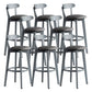 Gray Wood Bar Stools Industrial Style Armless Stool with Low Back