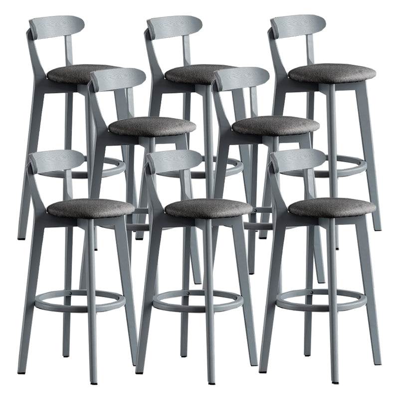 Gray Wood Bar Stools Industrial Style Armless Stool with Low Back