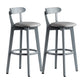 Gray Wood Bar Stools Industrial Style Armless Stool with Low Back