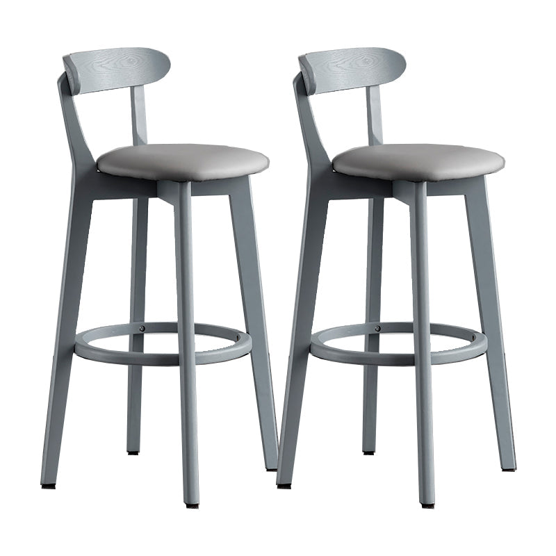 Gray Wood Bar Stools Industrial Style Armless Stool with Low Back
