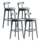 Gray Wood Bar Stools Industrial Style Armless Stool with Low Back