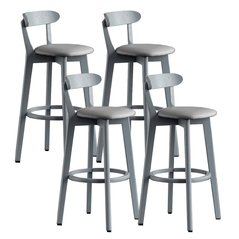 Gray Wood Bar Stools Industrial Style Armless Stool with Low Back
