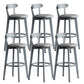 Gray Wood Bar Stools Industrial Style Armless Stool with Low Back