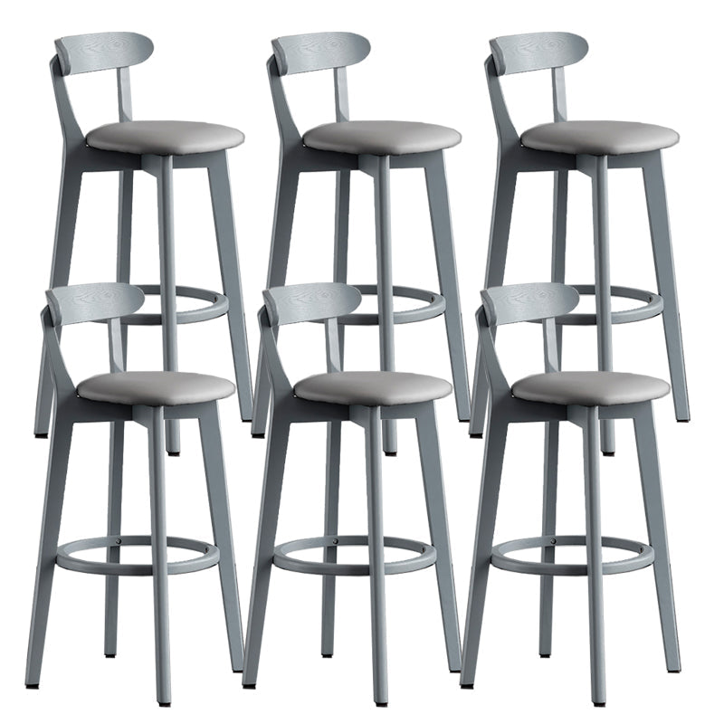 Gray Wood Bar Stools Industrial Style Armless Stool with Low Back