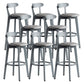 Gray Wood Bar Stools Industrial Style Armless Stool with Low Back