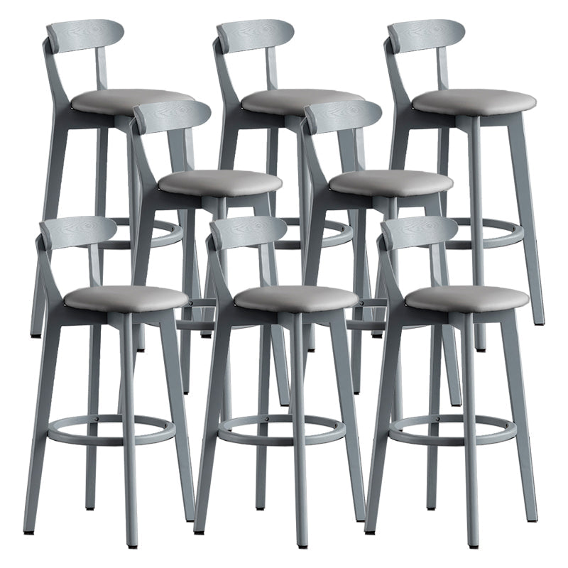 Gray Wood Bar Stools Industrial Style Armless Stool with Low Back
