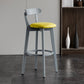Gray Wood Bar Stools Industrial Style Armless Stool with Low Back