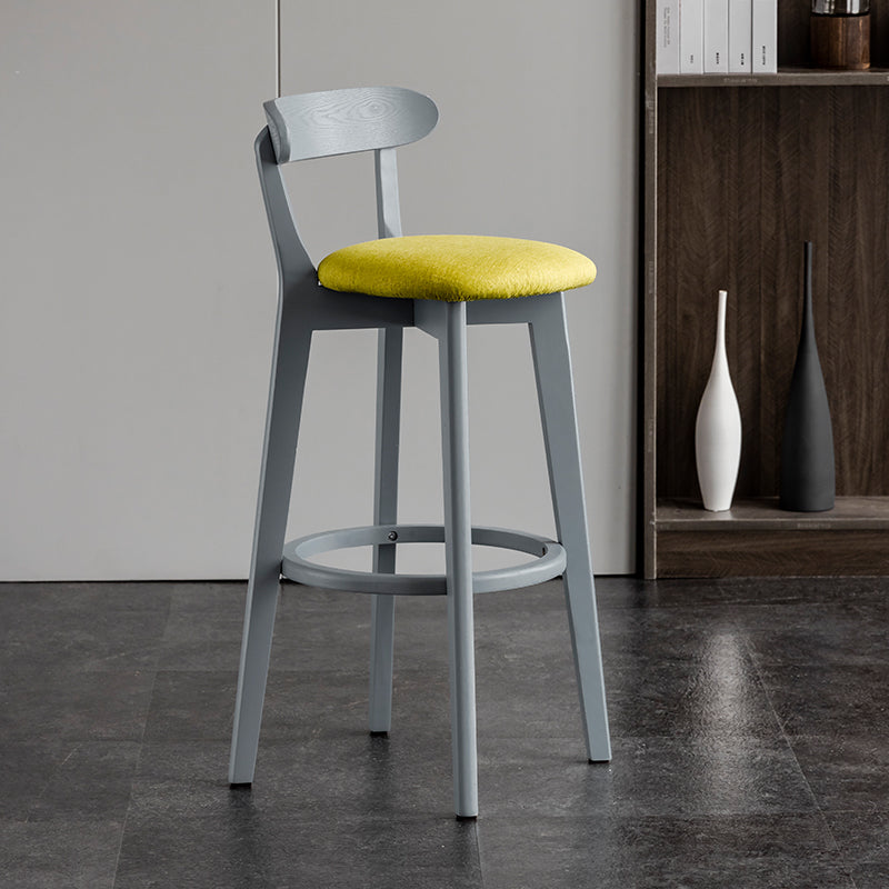 Gray Wood Bar Stools Industrial Style Armless Stool with Low Back